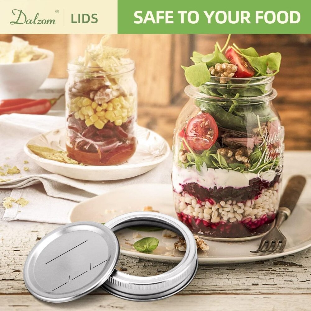 48Pcs Canning Lids with Rings Wide Mouth, Premium Mason Jar Lids with Bands/Ring - Picture 2 of 6